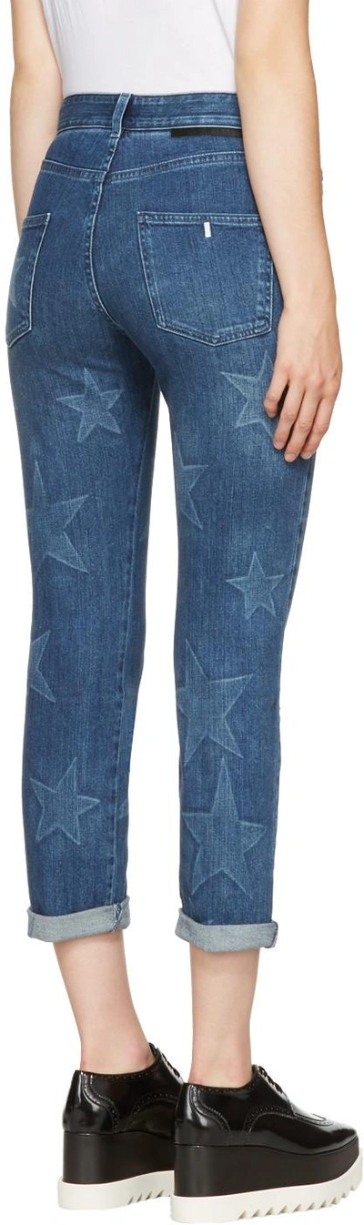 Shop Stella Mccartney Blue Stars Cropped Boyfriend Jeans