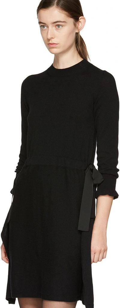 Shop Fendi Black Cashmere Cascade Dress