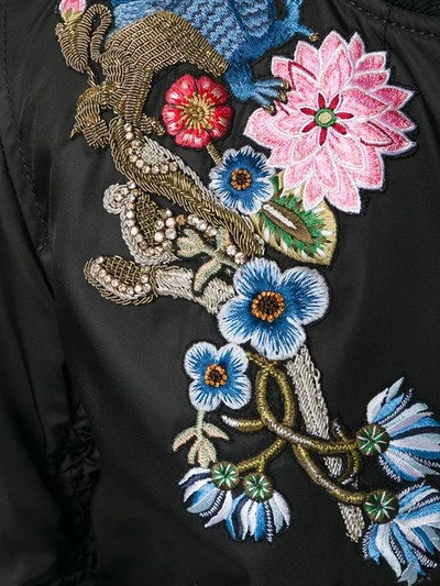 Shop Alexander Mcqueen Floral And Gryphon Embroidered Bomber Jacket - Black