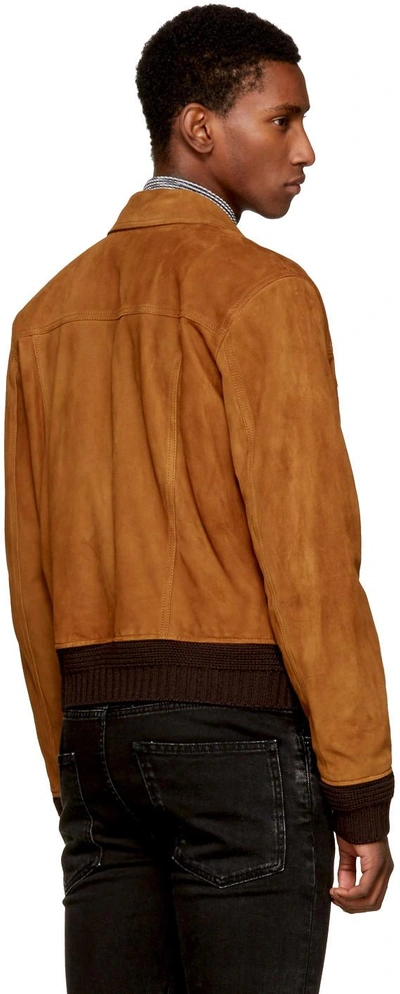 Shop Saint Laurent Brown Suede 'jean' Jacket