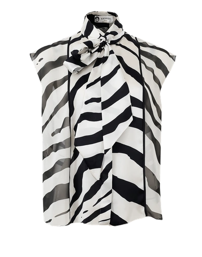 Shop Lanvin Zebra Print Top In Blk-wht