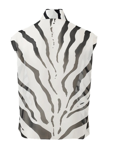 Shop Lanvin Zebra Print Top In Blk-wht