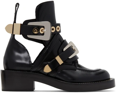 Balenciaga Cutout Glossed-leather Ankle Boots In Black | ModeSens