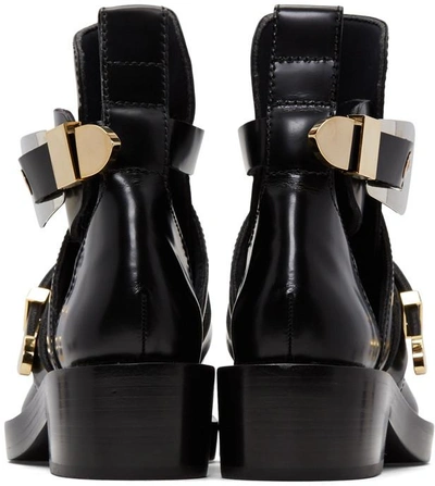 Balenciaga Cutout Glossed-leather Ankle Boots In Navy | ModeSens