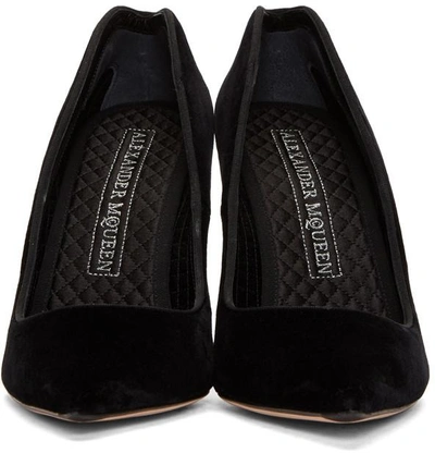 Shop Alexander Mcqueen Black Velvet Pointed Heels