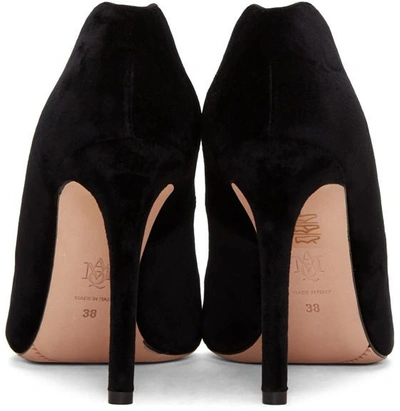 Shop Alexander Mcqueen Black Velvet Pointed Heels