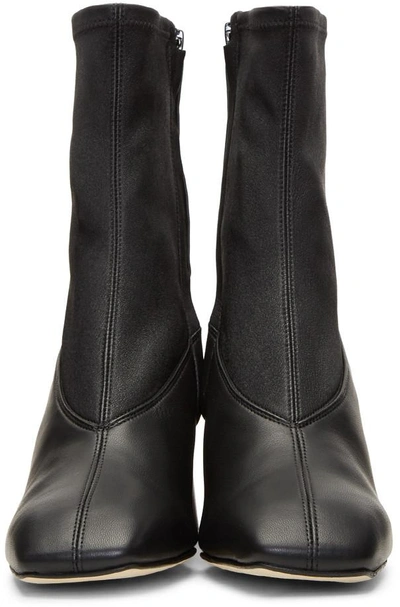 Shop Helmut Lang Black Leather Sock Boots In 001 Black