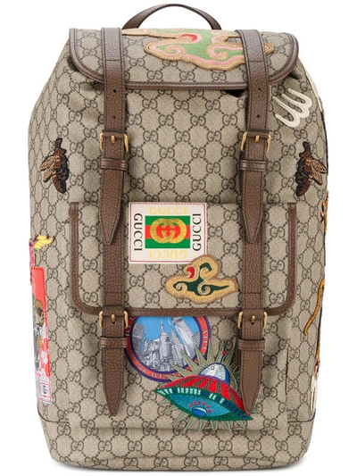 Shop Gucci Gg Supreme Applique Backpack