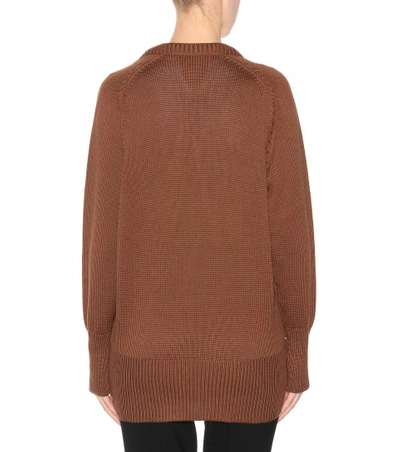 Shop Miu Miu Embellished Wool Sweater In Brown