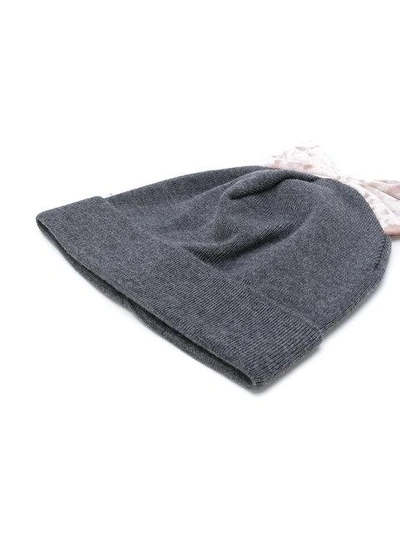 Shop Federica Moretti Velvet Bow Beanie In Pink