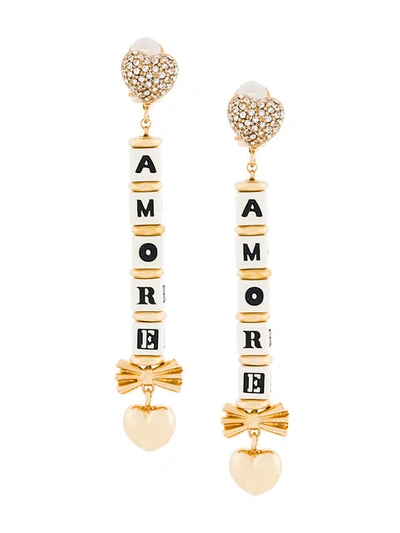 Shop Dolce & Gabbana Amore Drop Earrings In Metallic