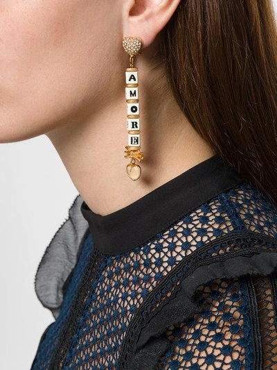 Shop Dolce & Gabbana Amore Drop Earrings In Metallic