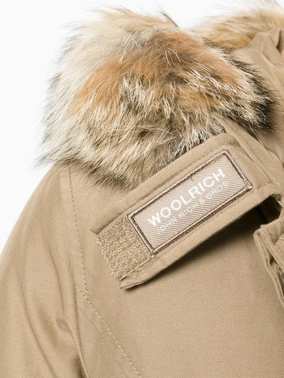 Shop Woolrich Feather Hooded Coat In Neutrals