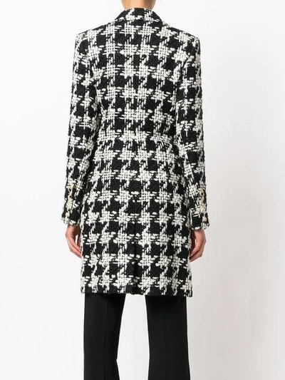 Shop Balmain Houndstooth Tweed Coat In Black