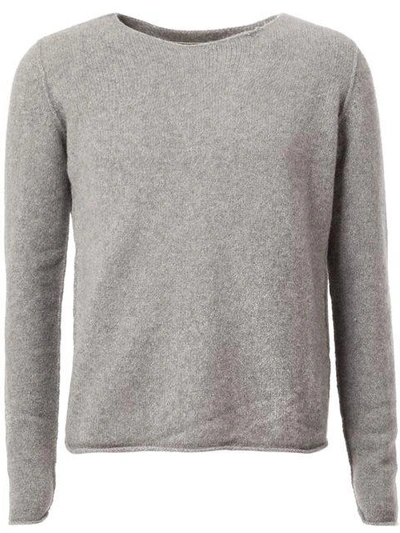 Shop The Elder Statesman Raw Round Neckline Sweater - Grey