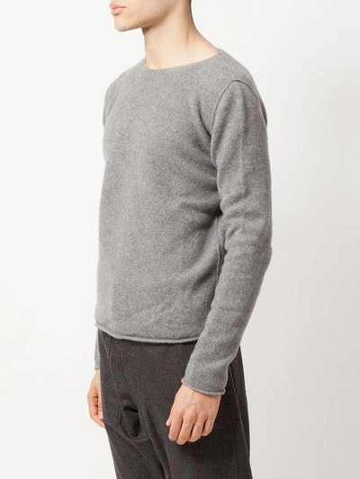 Shop The Elder Statesman Raw Round Neckline Sweater - Grey
