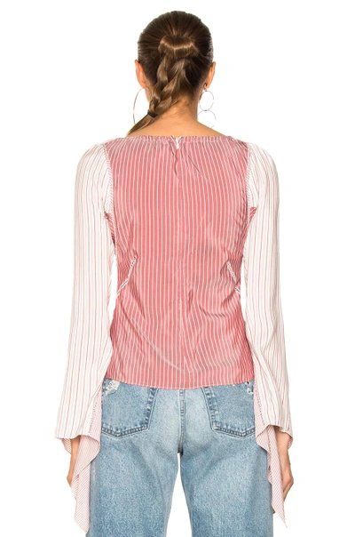 Shop Jw Anderson Silk Stripe Flared Top In Pink,stripes