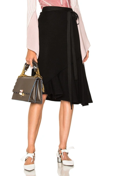 Shop Jw Anderson Drape Wool Asymmetric Skirt In Black