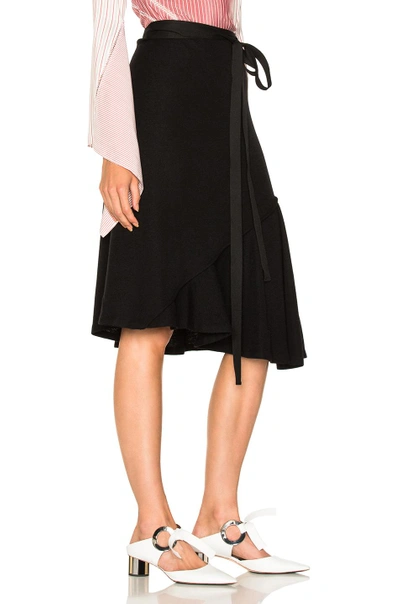 Shop Jw Anderson Drape Wool Asymmetric Skirt In Black