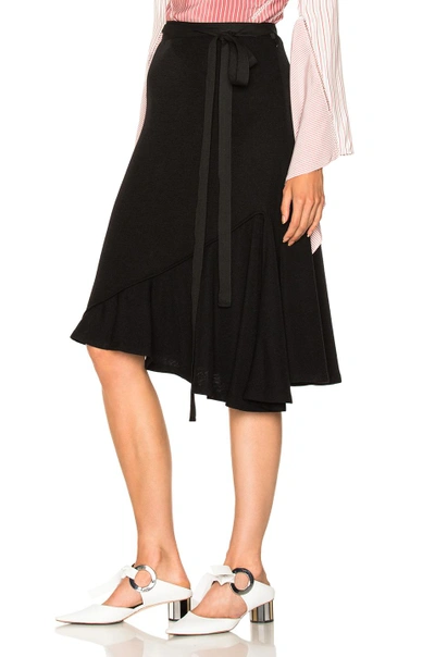 Shop Jw Anderson Drape Wool Asymmetric Skirt In Black