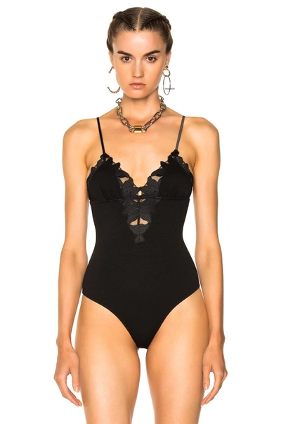 Shop Fleur Du Mal V Neck Bodysuit In Black