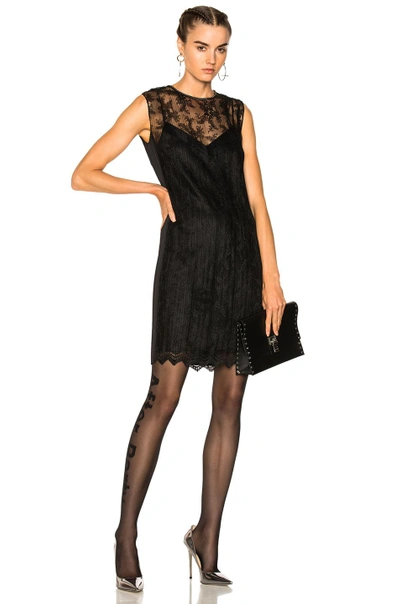Shop Alexander Wang Chain Trim Lace Dress In Black