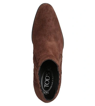 Shop Tod's Gomma Suede Ankle Boots In Wine