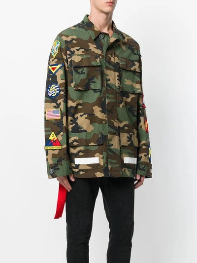 Shop Off-white Camouflage Patch Cargo Jacket - Green