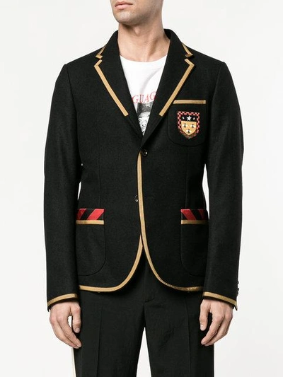 Gucci Cambridge Felt Jacket With Crest In Black ModeSens
