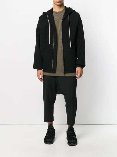 Shop Rick Owens Panelled Hoodie - Black