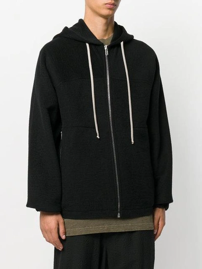 Shop Rick Owens Panelled Hoodie - Black