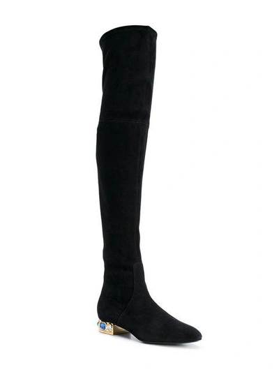 Shop Casadei Embellished Heel Tall Boots