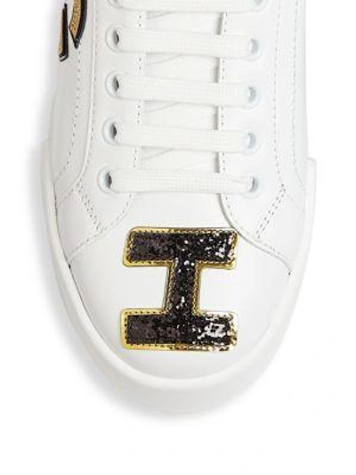 Shop Dolce & Gabbana Embroidered Detail Sneakers In White-multi
