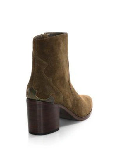 Shop Frye Suede Point Toe Booties In Chestnut