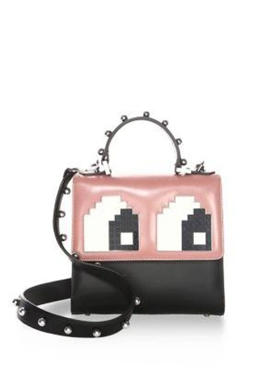 Shop Les Petits Joueurs Mini Alex Eyes Sphere-studded Leather Top Handle Bag In Pink Sand