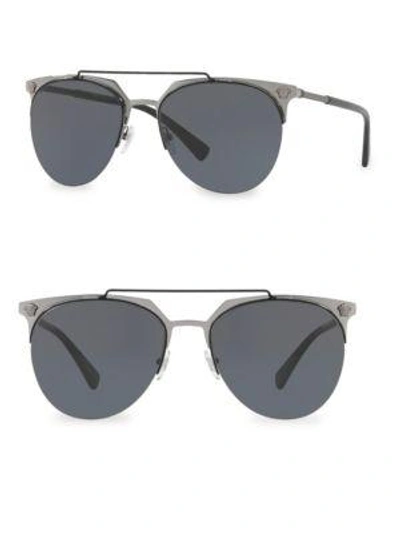 Versace Matte Aviator Sunglasses In Matte Black