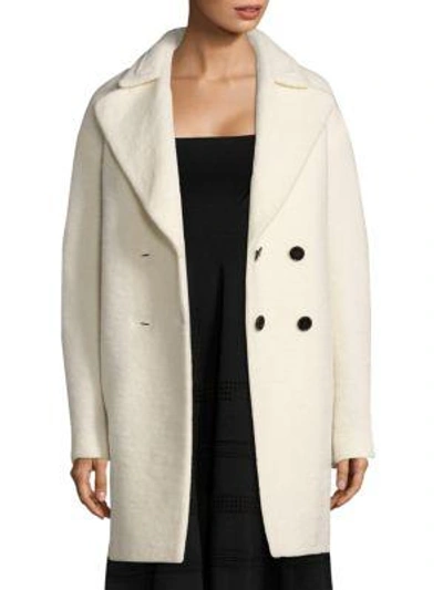 Carven Double-breasted Cocoon Coat In White