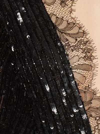Shop Monique Lhuillier Embroidered Fringe-skirt Gown In Noir