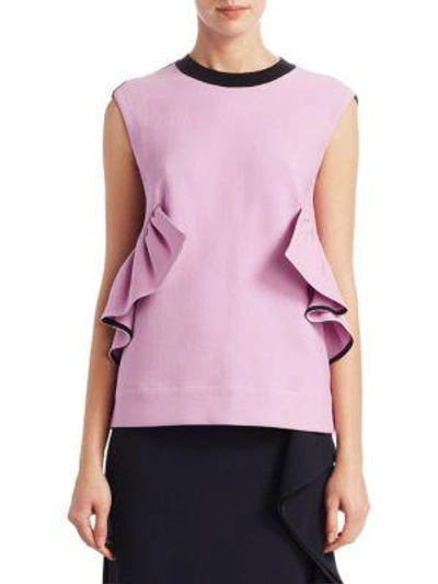 Shop Marni Ruffle-detail Colorblock Knit Top In Pink Black