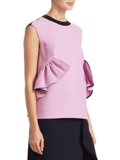 Shop Marni Ruffle-detail Colorblock Knit Top In Pink Black