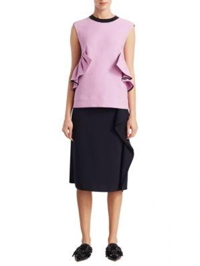 Shop Marni Ruffle-detail Colorblock Knit Top In Pink Black