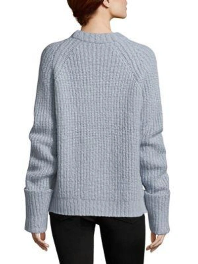 Shop Frame Long Raglan Chunky Cuffed Sweater In Powder Blue