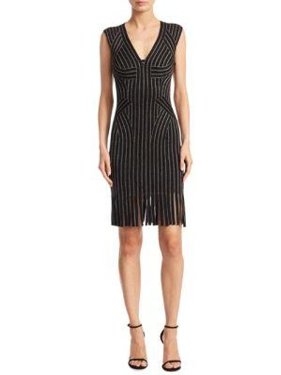 Shop Herve Leger Lisett Metallic Dress In Black Combo