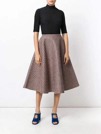 Shop N°21 Nº21 Plaid Full Midi Skirt - Red