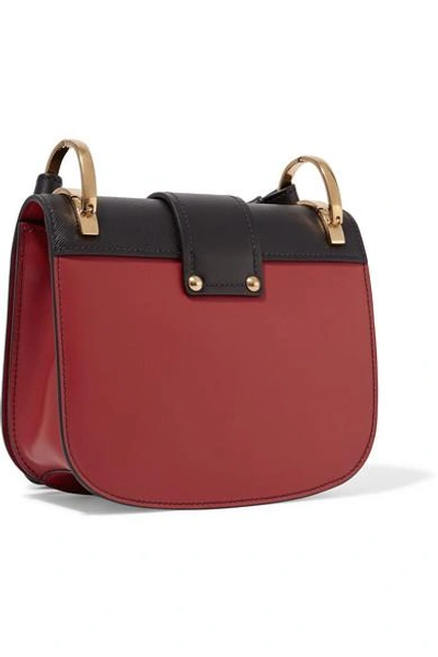 Shop Prada Pionnière Two-tone Leather Shoulder Bag In Crimson