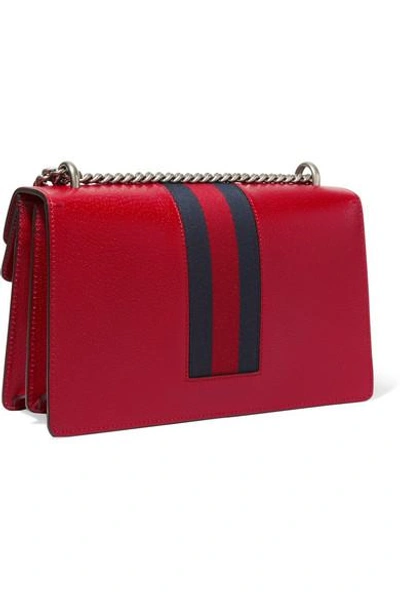 Shop Gucci Dionysus Small Appliquéd Textured-leather Shoulder Bag In Red