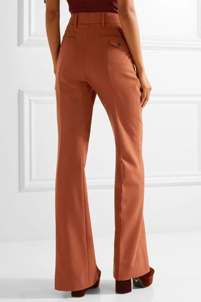 Shop Prada Pleated Wool-blend Hopsack Wide-leg Pants In Brown