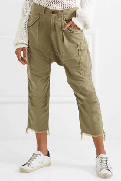 Shop R13 Frayed Cotton-blend Cargo Pants