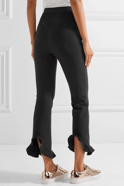 Shop Opening Ceremony Ruffled Stretch-cady Slim-leg Pants In Black