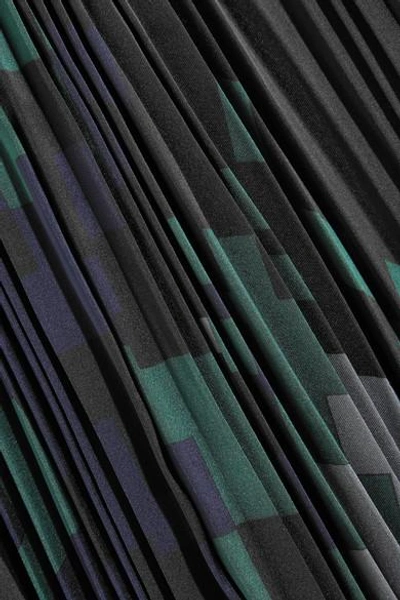 Shop Sacai Asymmetric Printed Plissé-georgette Wrap Midi Skirt